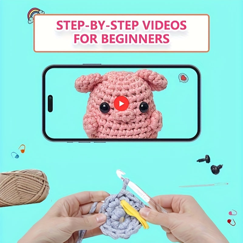 Crochet Material Package with English Instruction Manual - Beginner Yarn Kit