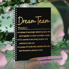 Inspirational Spiral Notebook DREAM TEAM Motivational with Golden Text 100 Pages