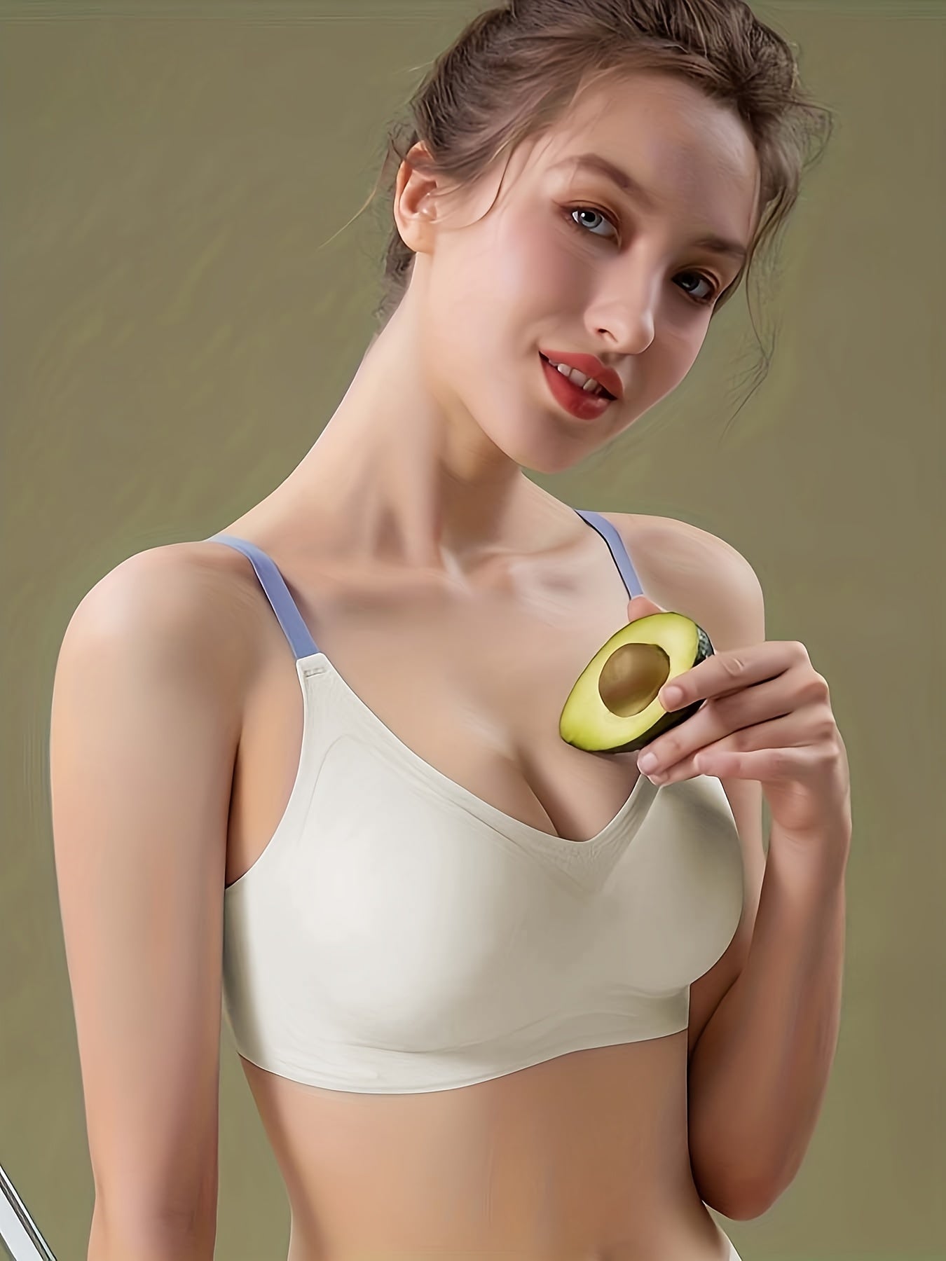 Colorblock Wireless Push Up Bra