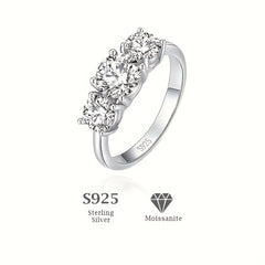 Three Stone 2.4 Moissanite Ring S925 Sterling Silver