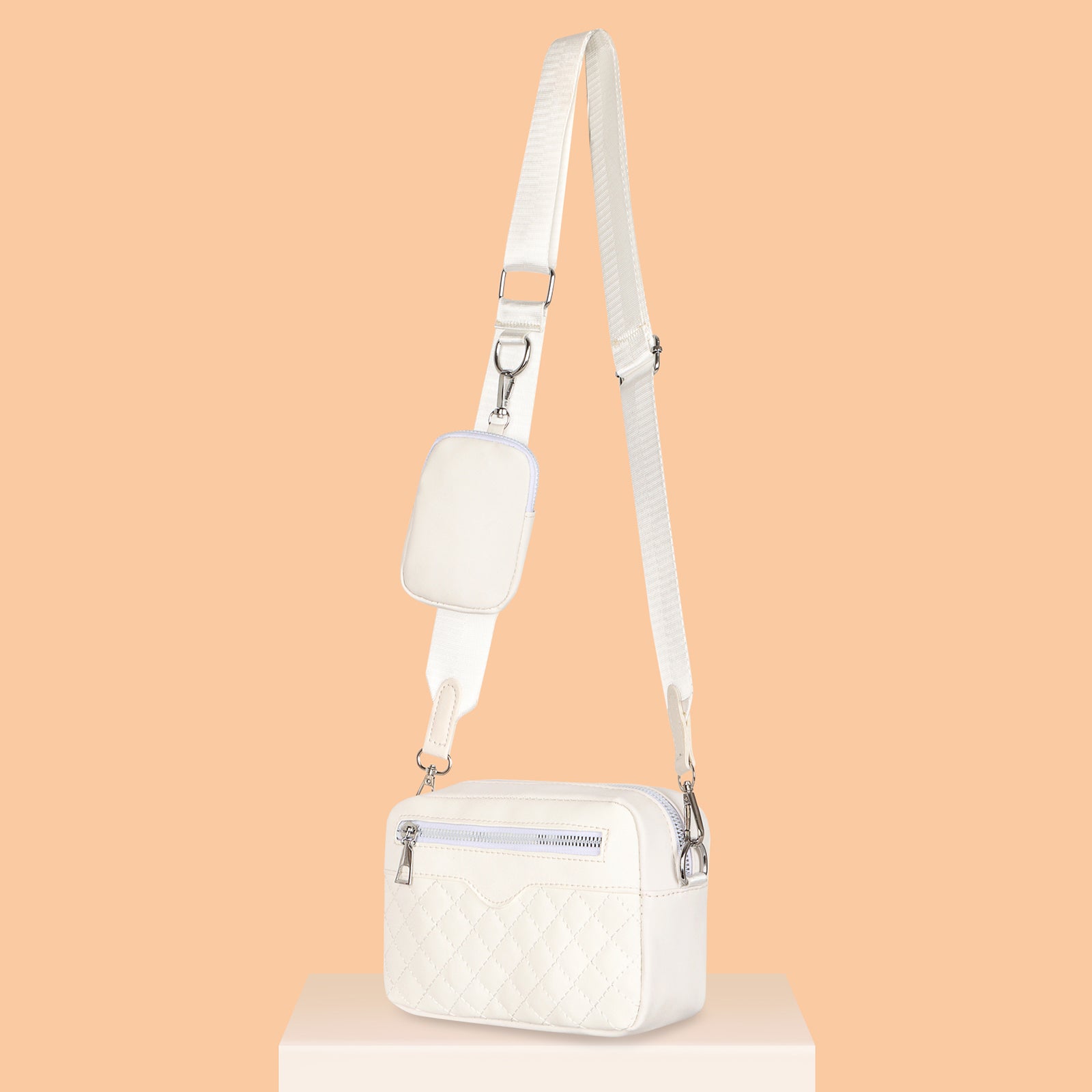 Geometric Pattern Shoulder Bag With Purse Zipper Crossbody Bag