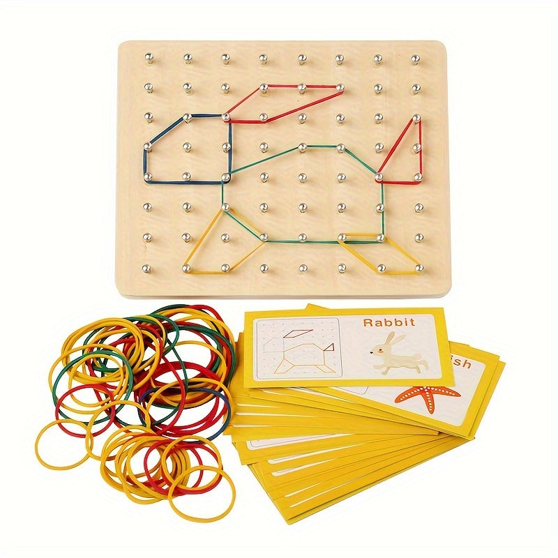 Wooden Geometry Shape Nail Board Toy for Ages 3