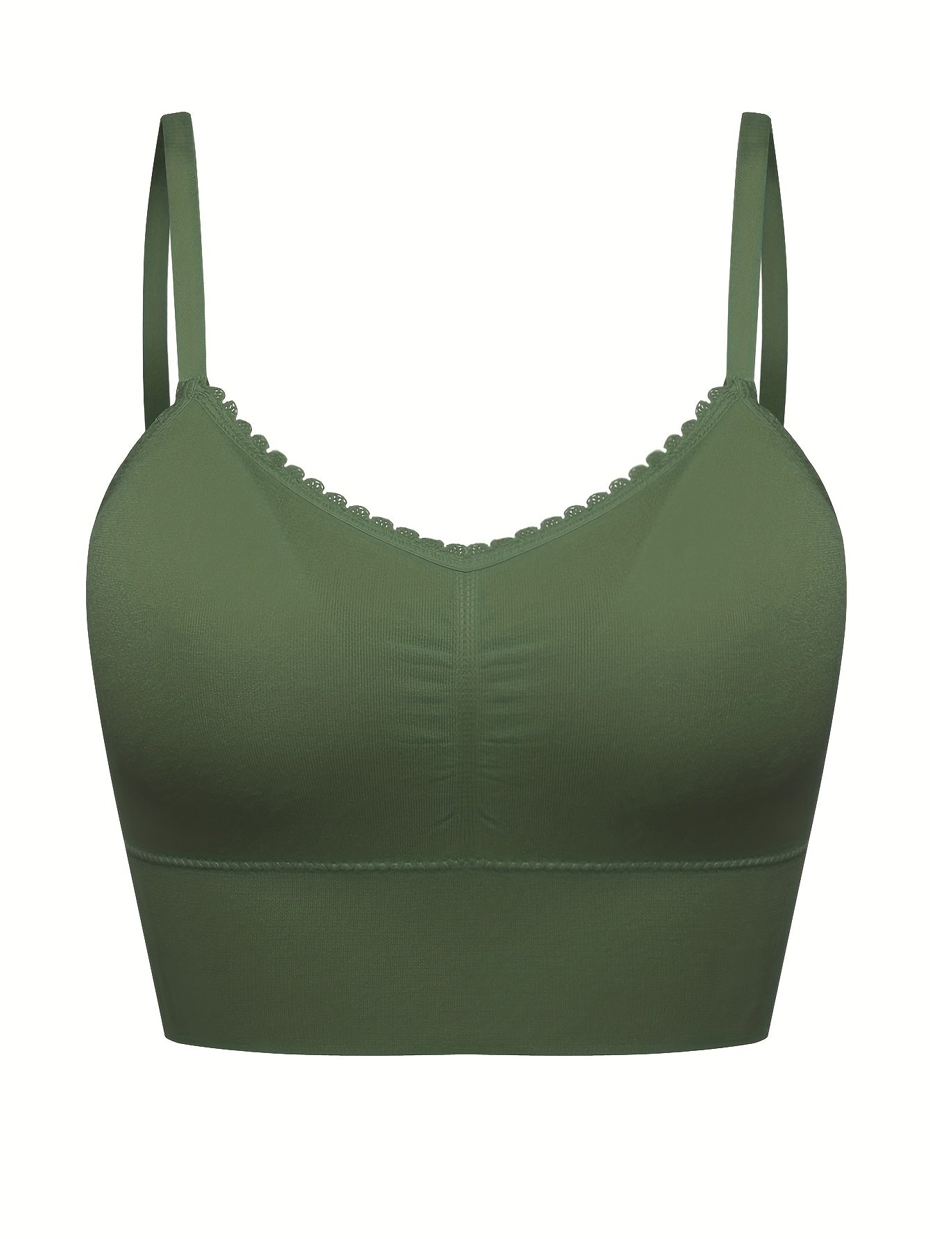  Ruched Scallop Trim Seamless Bralette