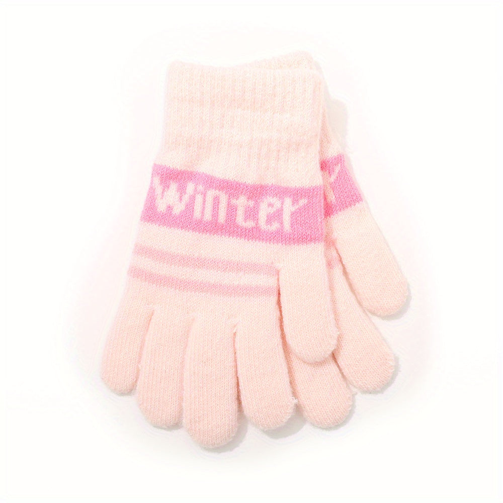 Winter Letter Style Cold-proof Girl's Finger Gloves