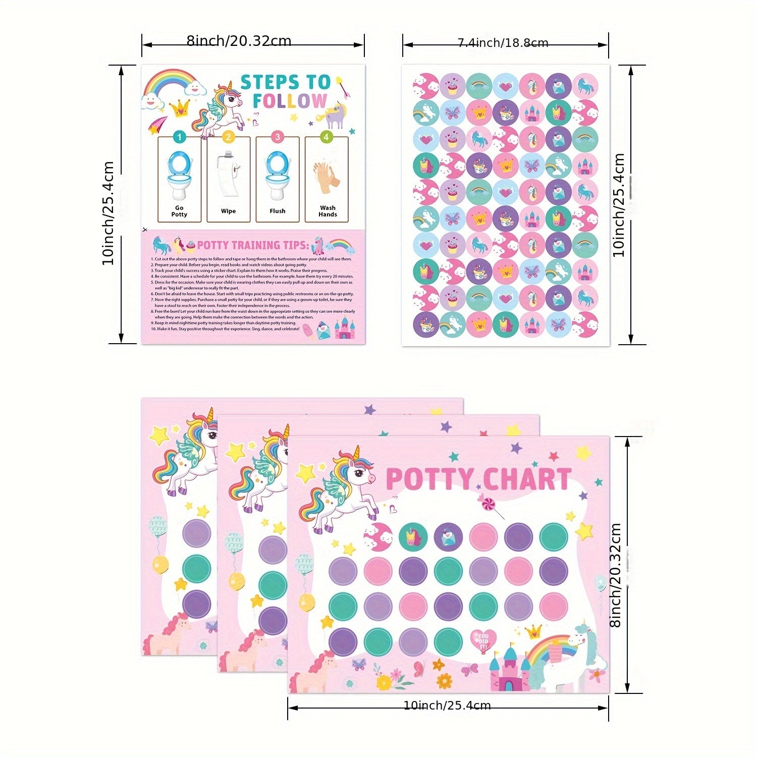 Toilet Training Unicorn Sticker Chart Potty Habit Formation