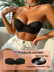 Strapless Solid T Shirt Bra Comfy Push Up Bra Women Lingerie