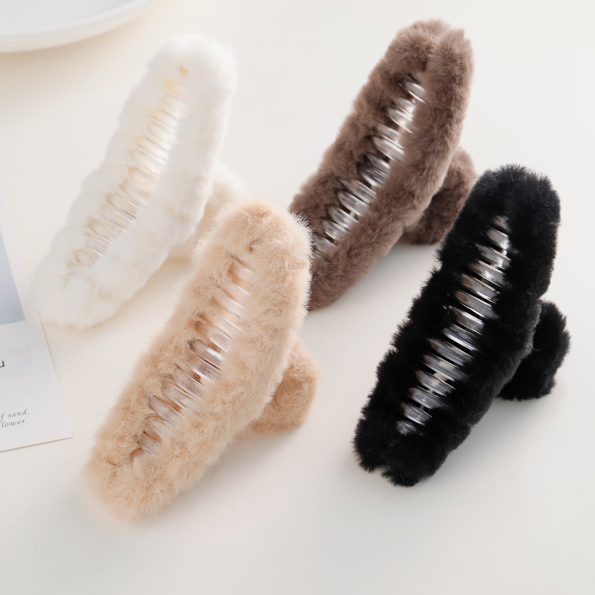 4pcs Plush Hair Claw Hair Clips Winter Styling Accessories Women Girls