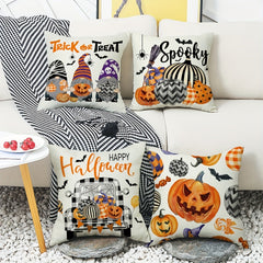 Halloween Pumpkin and Faceless Man Throw Pillow Cover 17.7x17.7in