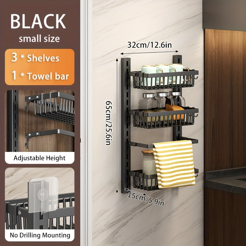 Adjustable Wall Mounted Storage Rack for Kitchen and Bathroom