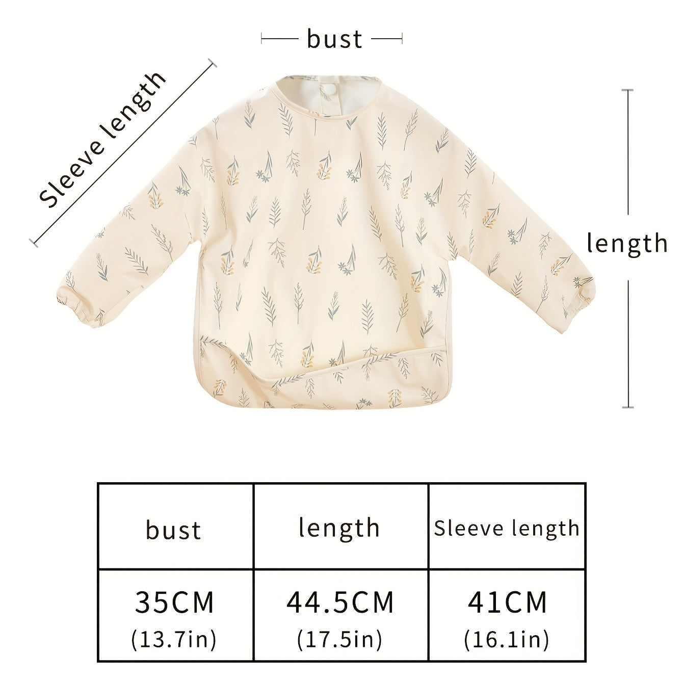 Long Sleeve Waterproof Baby Bib Easy Cleaning Anti Dirt