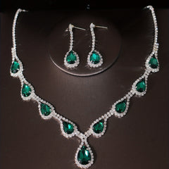 Crystal Bridal Crown Necklace Earrings Set Wedding Accessories