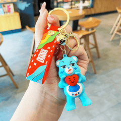 Cartoon Bear Bracelet Keychain Doll Purse Bag Car Key Charm Accessory