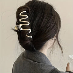 Large Silver Hair Clip for Women, Back Head Hair Accessory