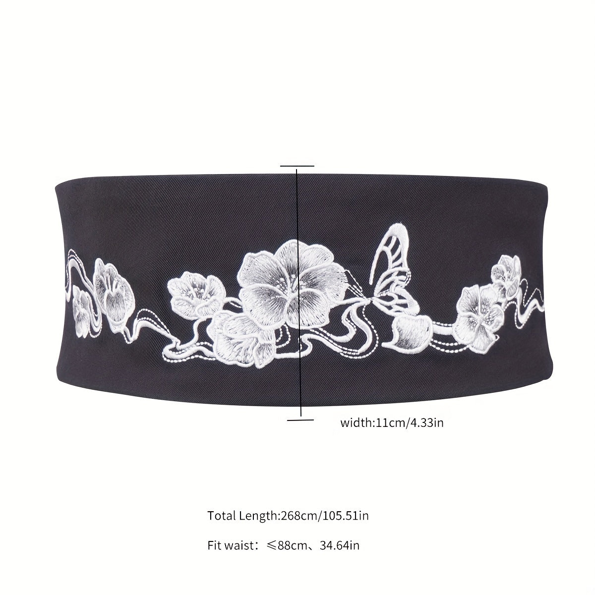 Vintage Flower Embroidery Cloth Belt Classic Bowknot Sash Belt