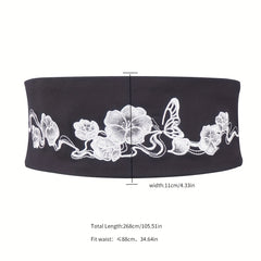 Vintage Flower Embroidery Cloth Belt Classic Bowknot Sash Belt