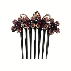 Flower & Rhinestone Hair Comb Hair Pin Hair Styling Accessory
