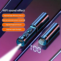 Portable Wireless Headset with Smart Display & Flashlight
