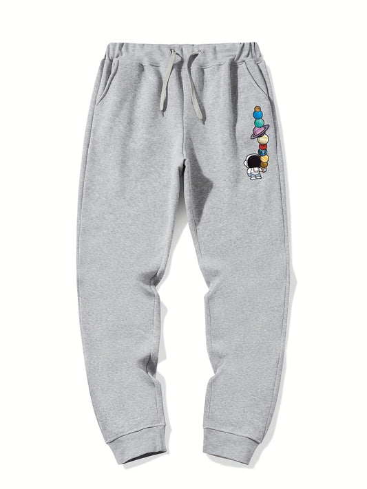 Astronaut Planet Print Men's Drawstring Sweatpants