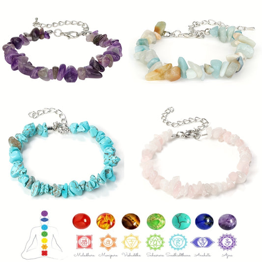 Natural Stone Bracelet Crystal Healing Chip Chain Bracelets