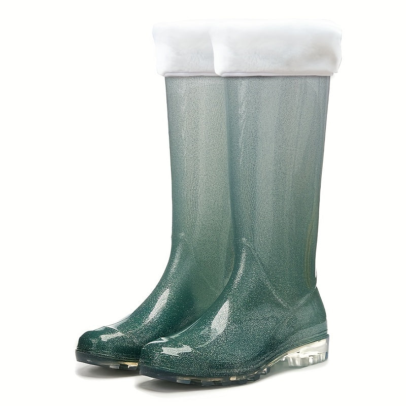 Winter Warm High Tube Women's Rain Boots Waterproof