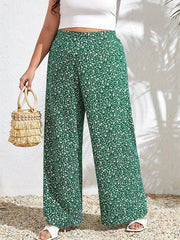  Ditsy Print High Rise Loose Wide Leg Pants