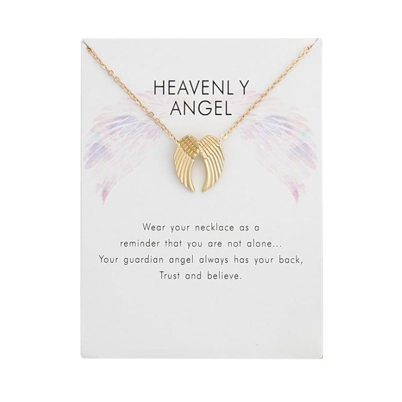 Angel Wings Pendant Necklace with Card for Women
