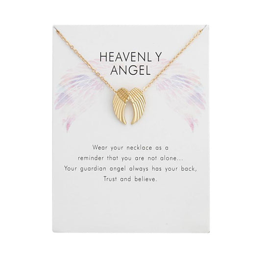 Angel Wings Pendant Necklace with Card for Women