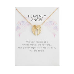 Angel Wings Pendant Necklace with Card for Women