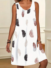 Random Print Summer Dress Sleeveless Casual