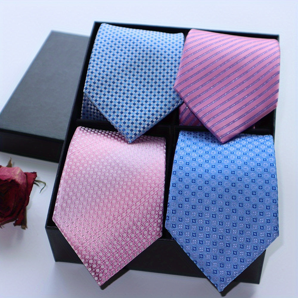 4pcs High Needle Men's Tie Set Multiple Styles 8cm