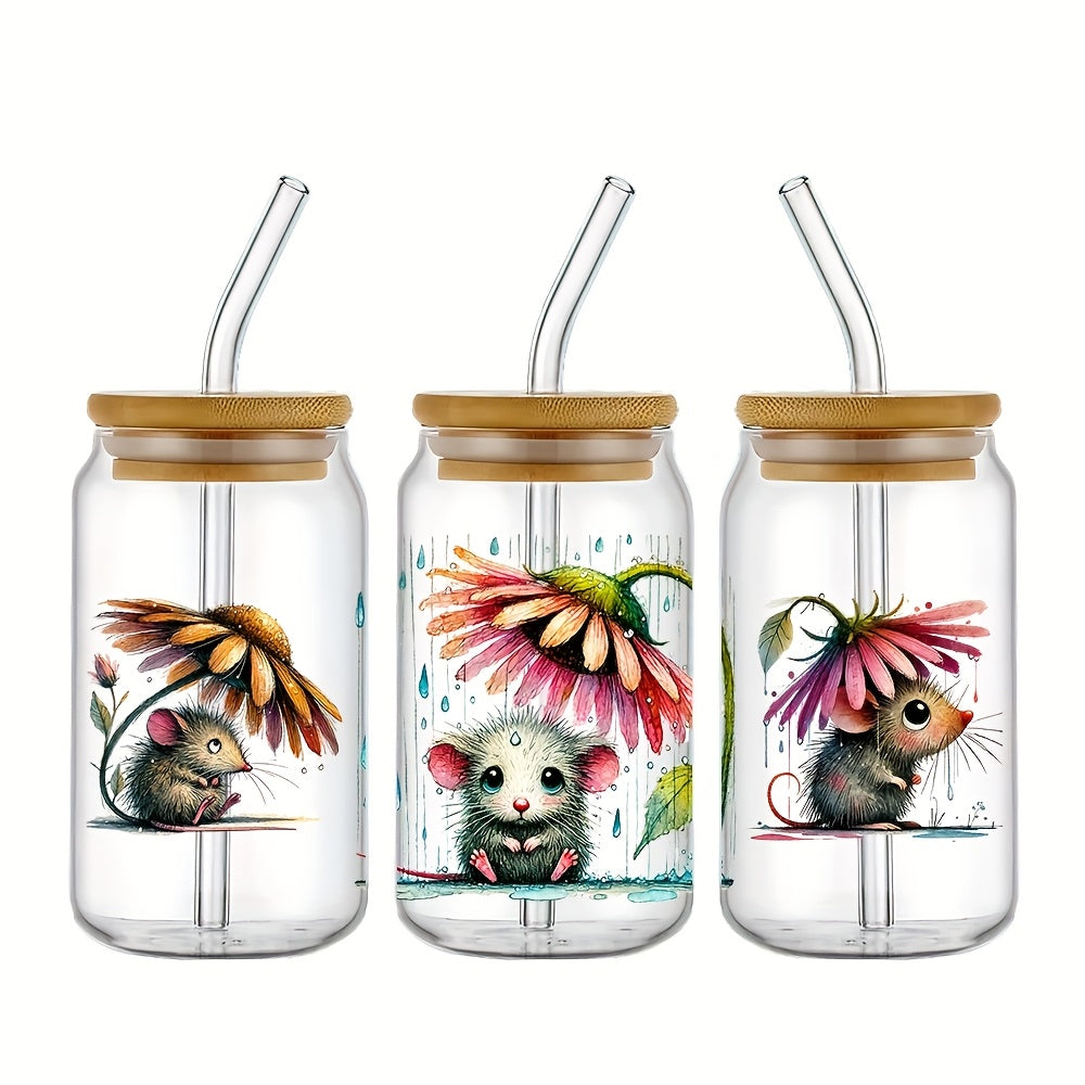 4pcs UV DTF Stickers Set for 16oz Glasses and Coffee Cups