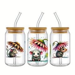 4pcs UV DTF Stickers Set for 16oz Glasses and Coffee Cups