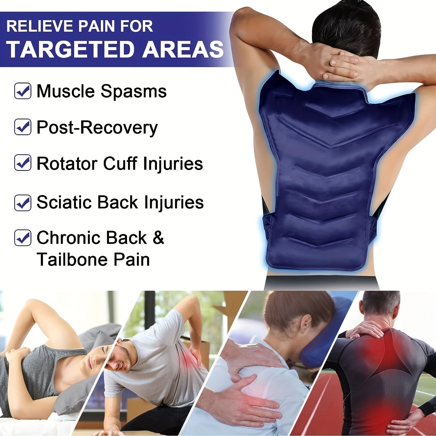 Large Ice & Hot Pack for Shoulder & Back - Reusable Full Back Ice Pack