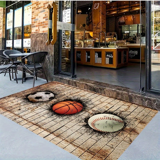 Vintage 3D Sports Anti Slip Rug for Indoor Rooms