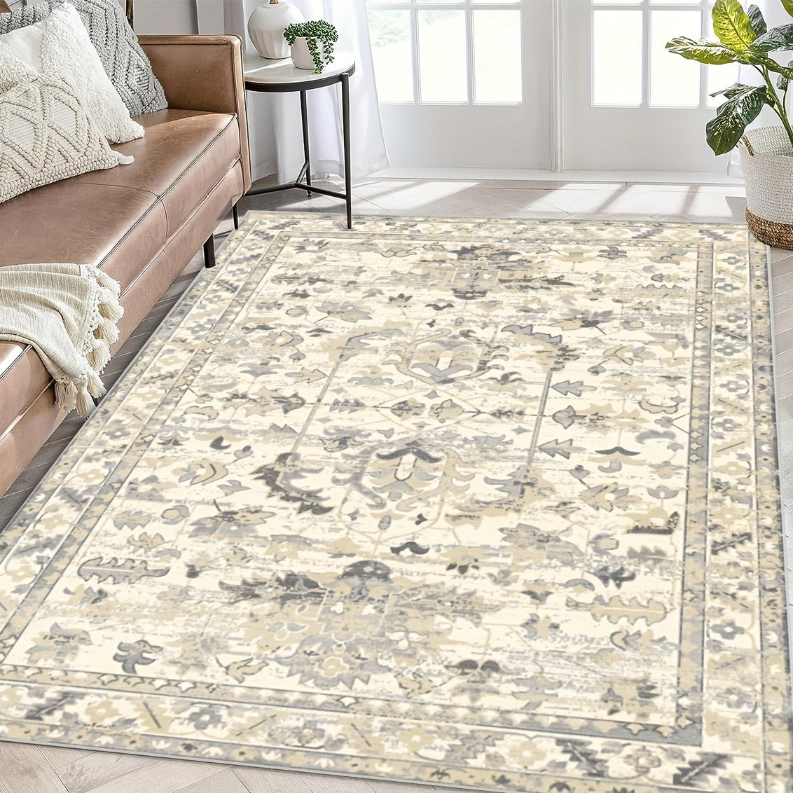 Persian Area Rugs Boho Soft Carpet Anti-Skid TPR Backing Vintage Floor Mat