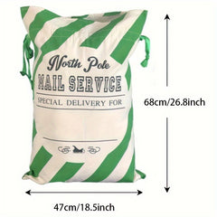 1pc Striped Christmas Bag Large Webbing Cotton Striped Christmas Bags