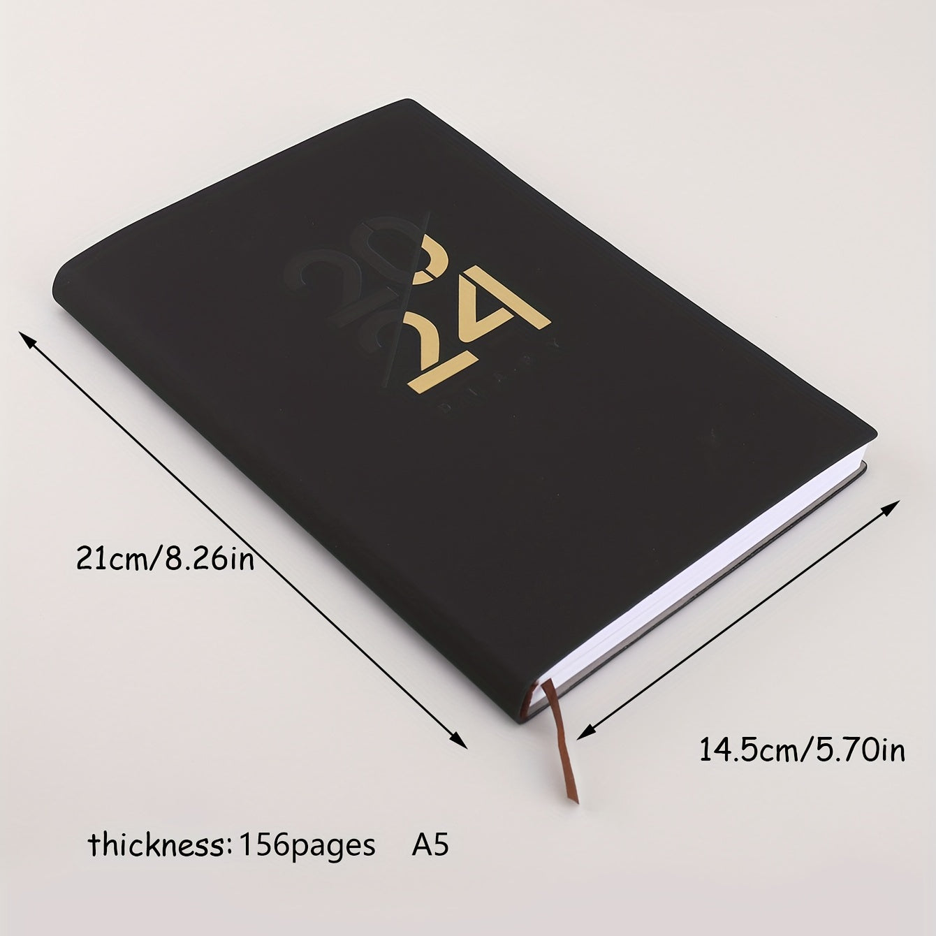 English Calendar Book 365 Days Daily Planner A5 Soft Leather Notebook