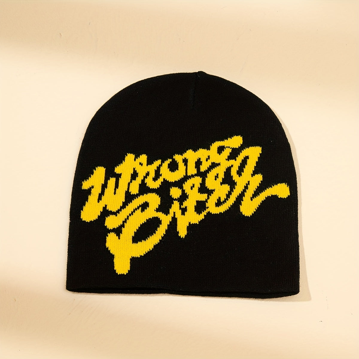 Y2K Letter Jacquard Beanie Elastic Hip Hop Knit Hat