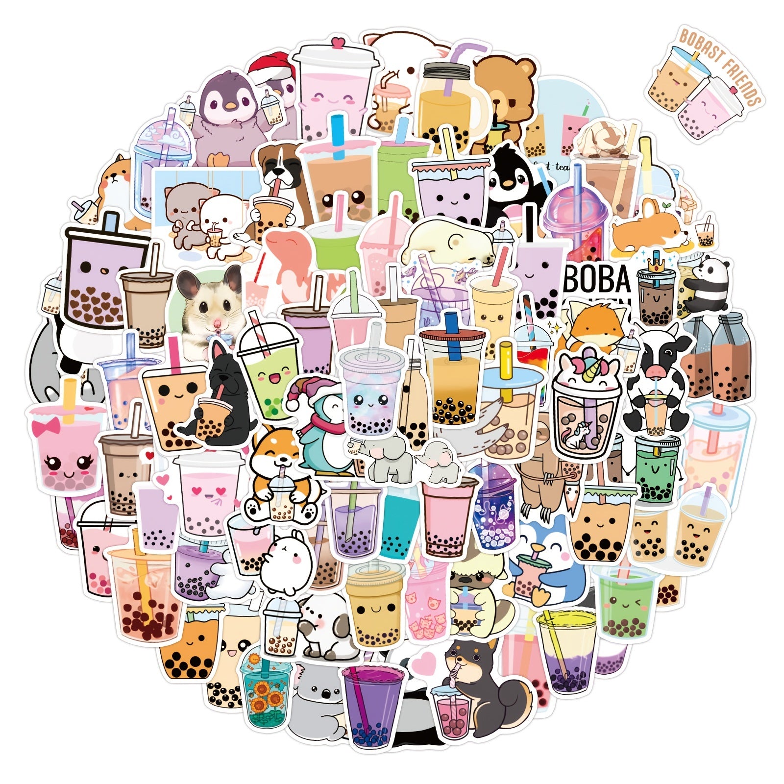 100 Pcs Pearl Milk Tea Graffiti Stickers Waterproof