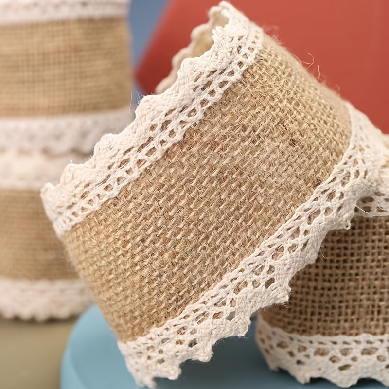 Burlap Decorative Ribbon Jute Webbing Edge Ribbon 2m 6.6ft Per Roll