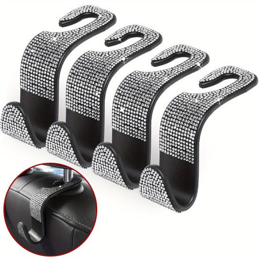 Bling Rhinestone Car Seat Hooks 4 Pack
