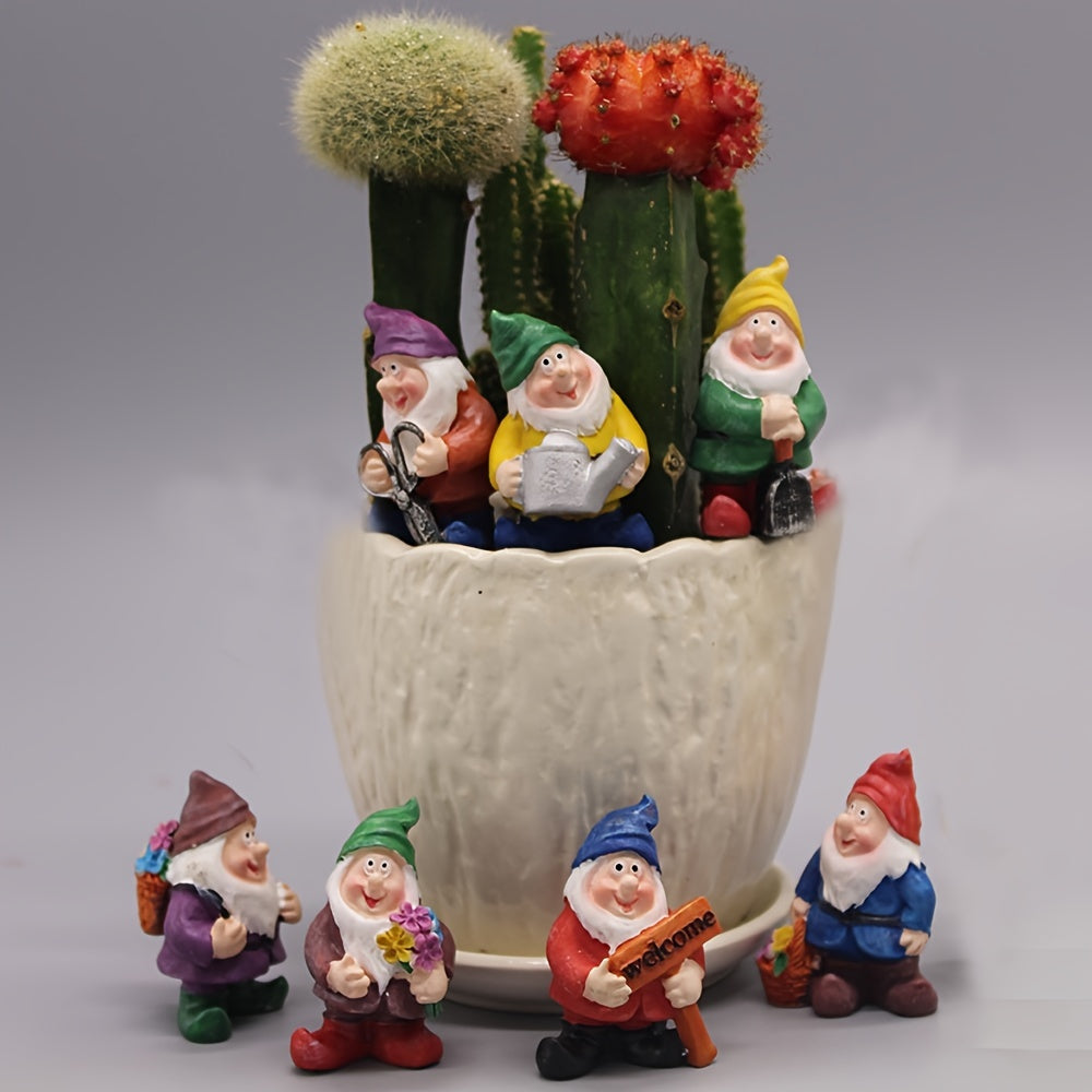 7pcs Gnome Garden Figurines for Bonsai Craft Decor