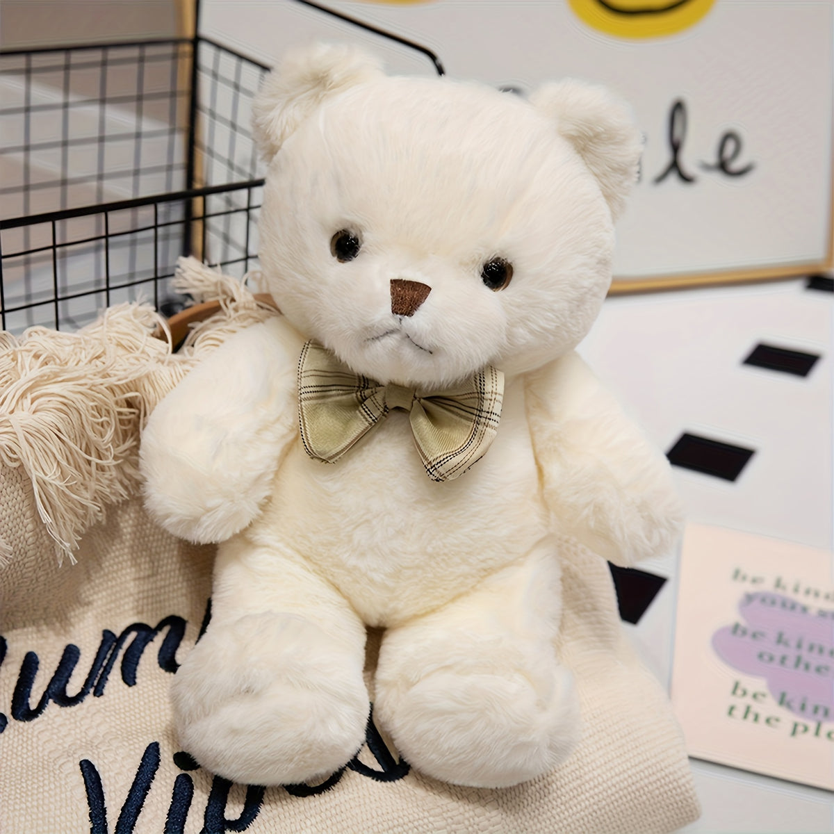 2pcs Teddy Bear Plush Toy with Bow Soft Bear Gift