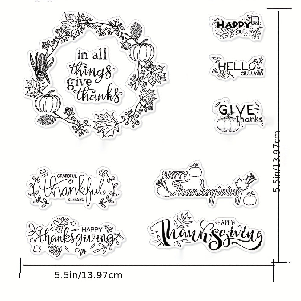 Fall Thanksgiving Pumpkin Leaf Clear Stamps for DIY Crafts