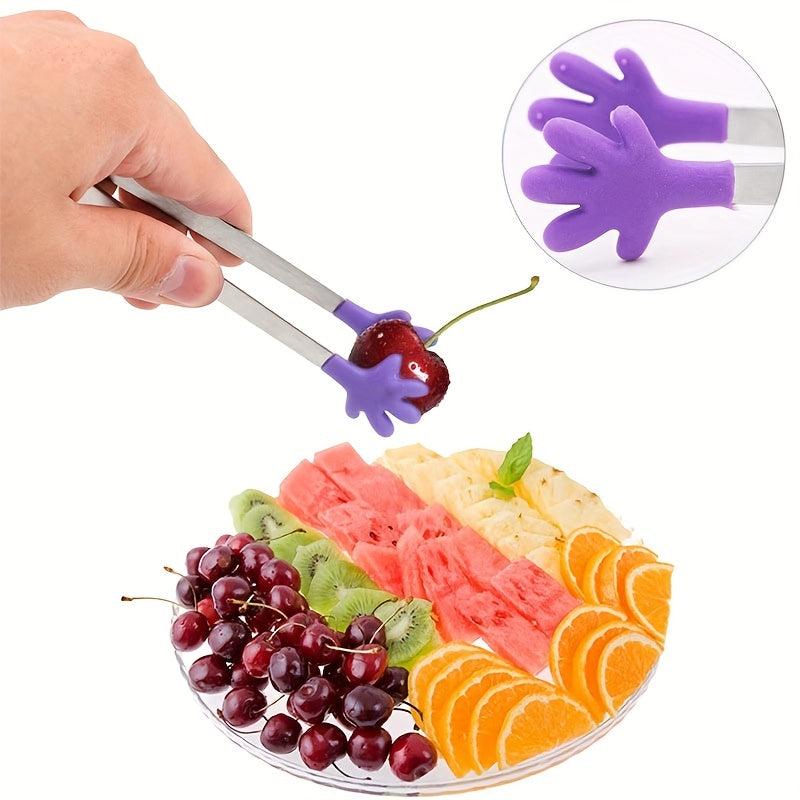 Silicone Mini Tongs Hand Shape Small Kids Tongs Food Ice Cube Fruits Barbecue