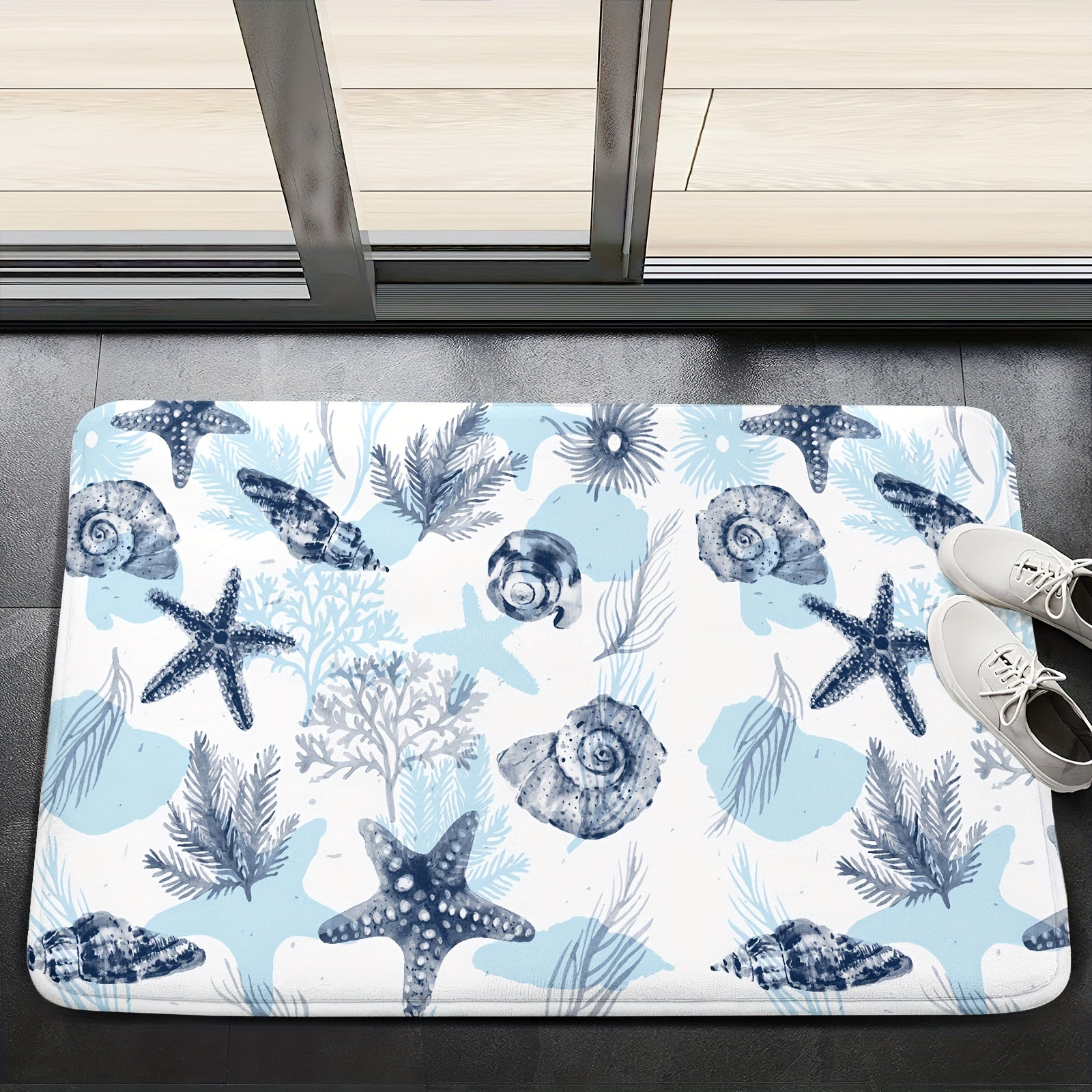 Stylish Non Slip Bathroom Mat Starfish Print Absorbent Anti Skid Floor Pad