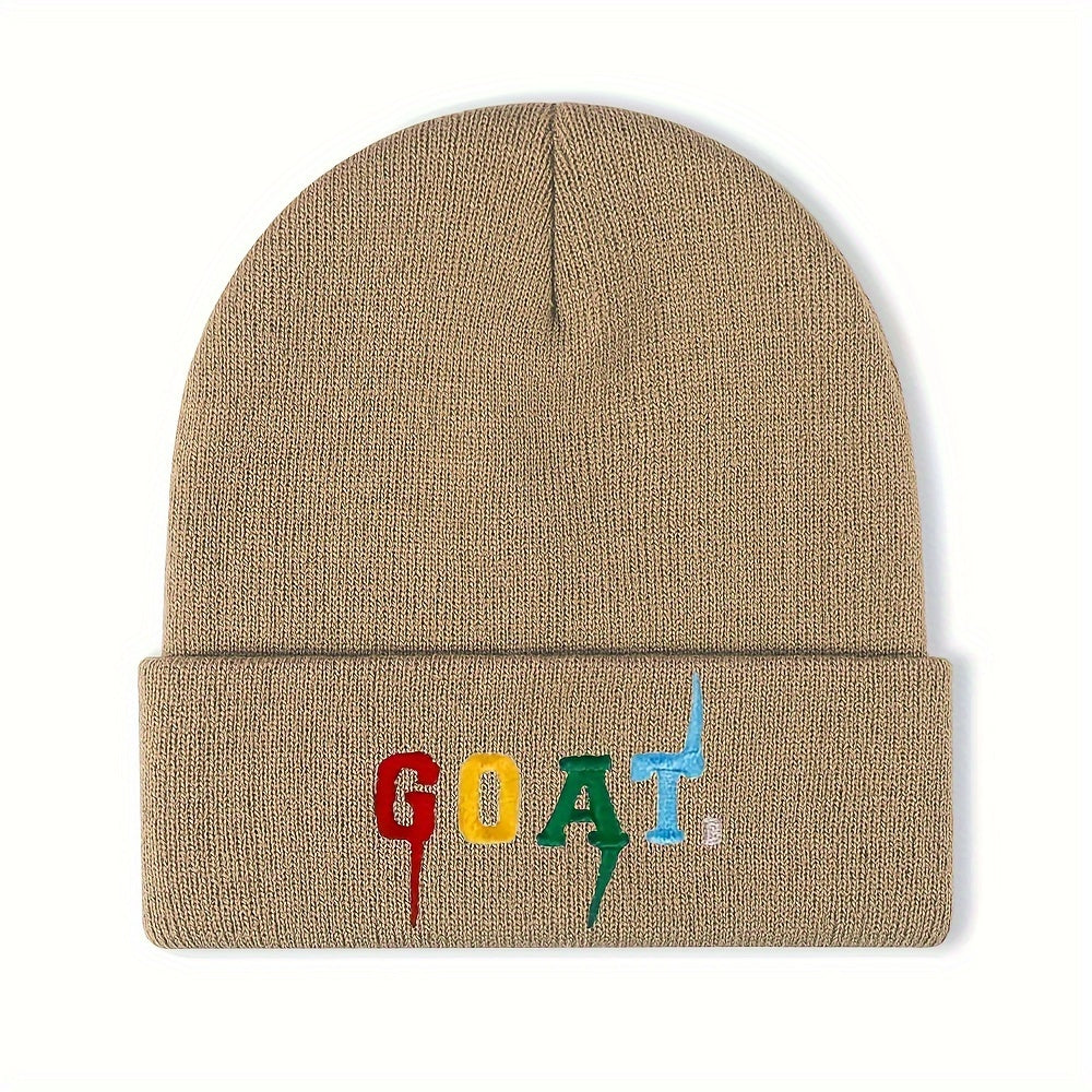 GOAT Embroidered Knitted Beanie Hat Autumn Winter Outdoor Warm Cap
