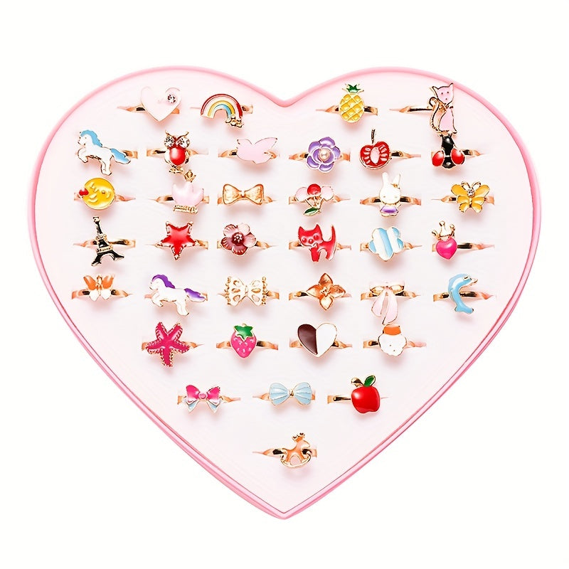10pcs Cartoon Alloy Ring Holiday Party Girls Accessories