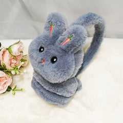 Women's Plush Bunny Ear Warmers Rabbit with Expressive Eyes Soft Stretchable Ear