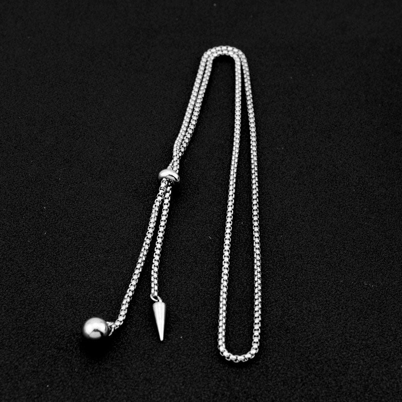 Stainless Steel Rivet Ball Pendant Necklace